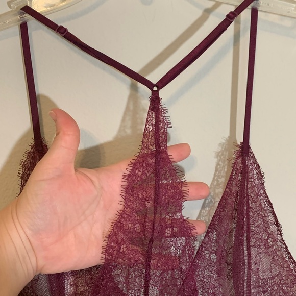 Victoria’s Secret (size XL) Intimate Burgundy Babydoll Lace Razorback Nighty - Picture 9 of 11